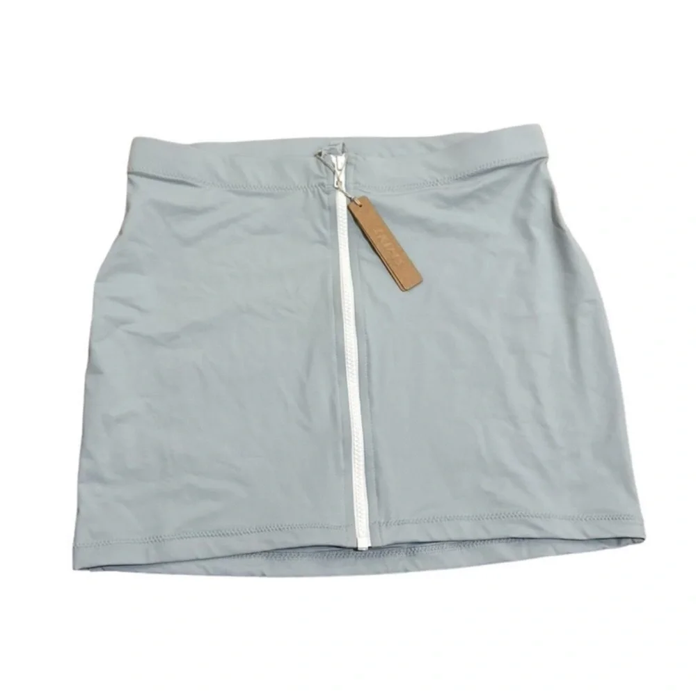 SKIMS Sporty (B18) Zipper Swim Mini Skirt Pacific Blue Size M New With Tags